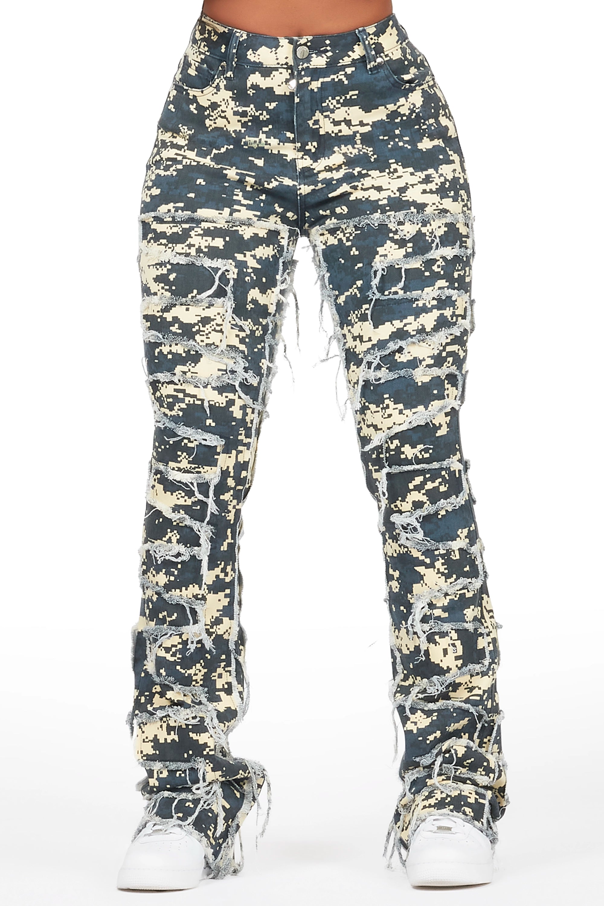 Zariyah Digital Camo Stacked Flare Jean