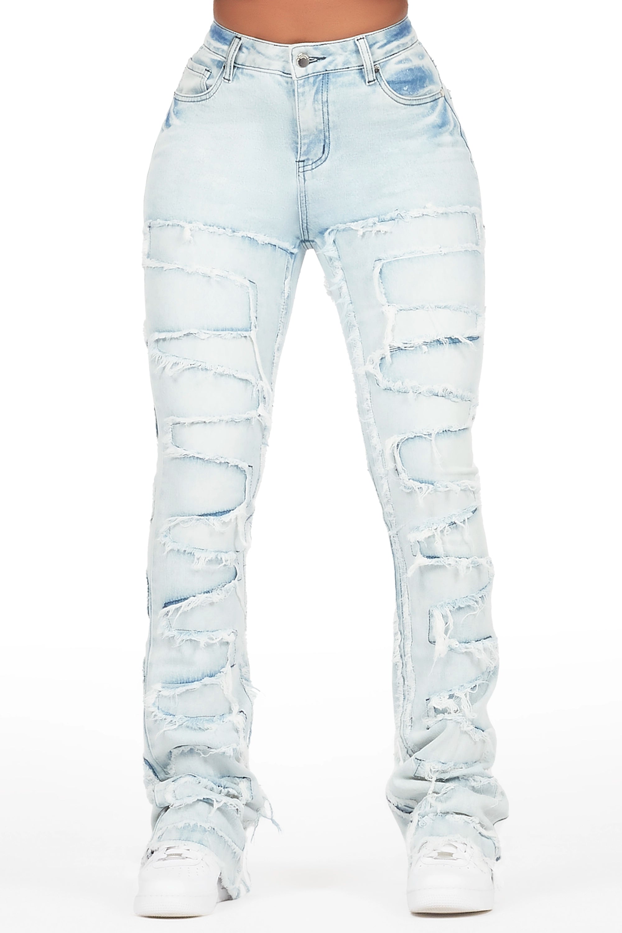 Zariyah Light Wash Stacked Flare Jean