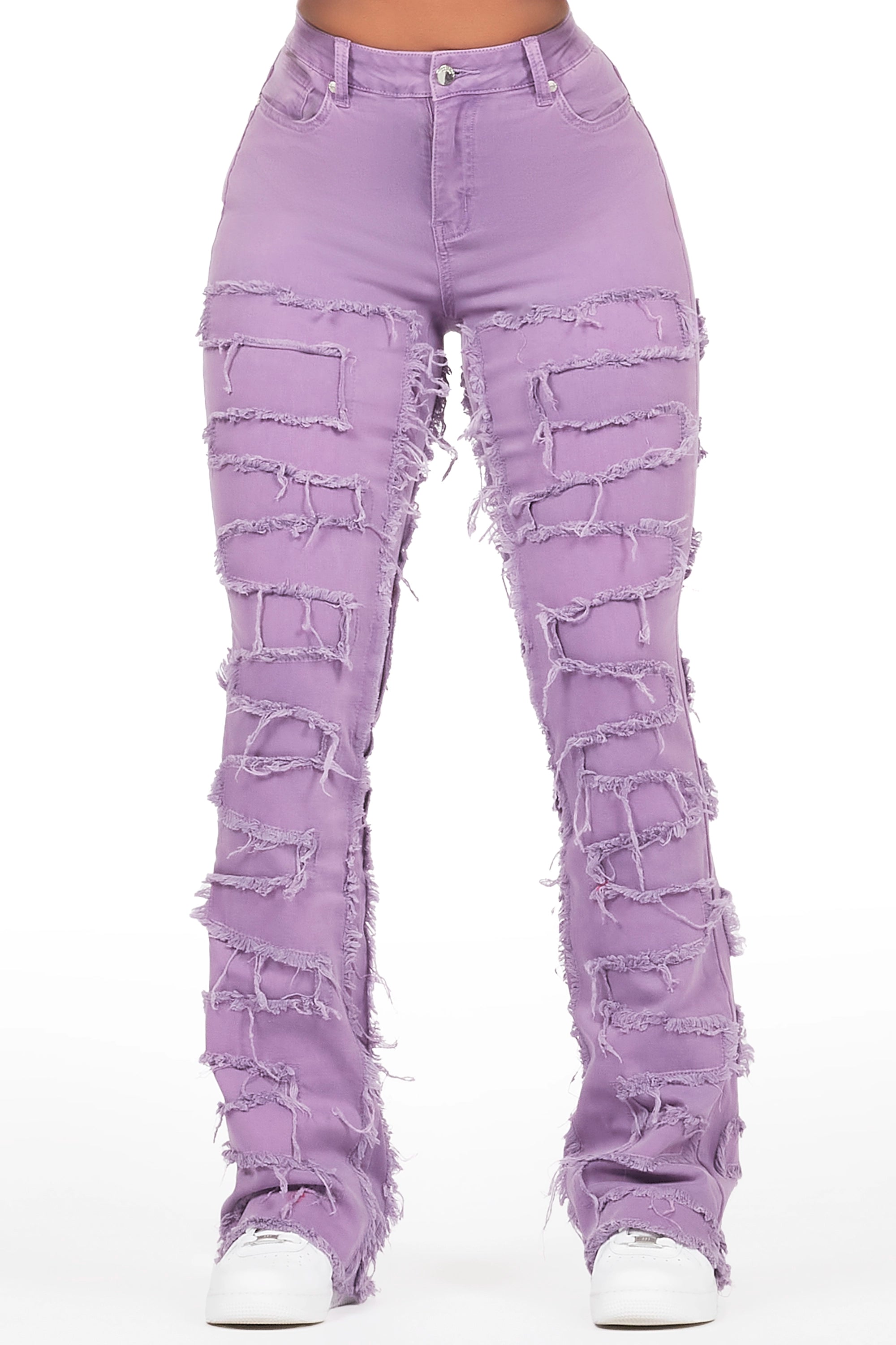 Zariyah Purple Stacked Flare Jean