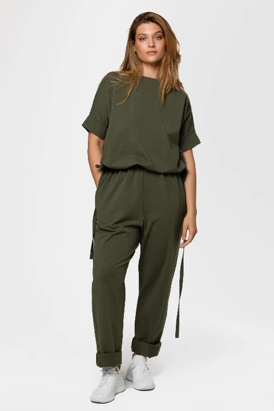 Drawstring-waist jumpsuit