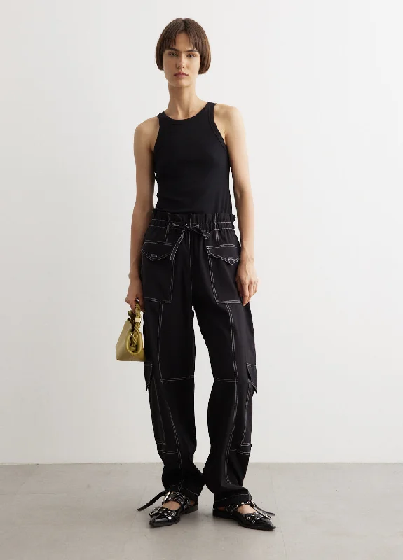 Light Slub High Waist Pocket Pants