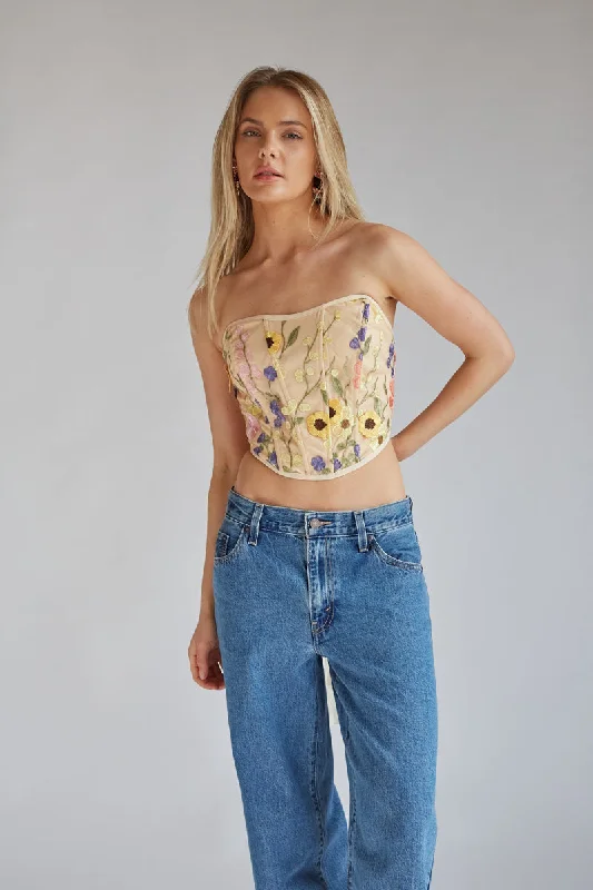 Marigold Strapless Floral Lace Corset Top