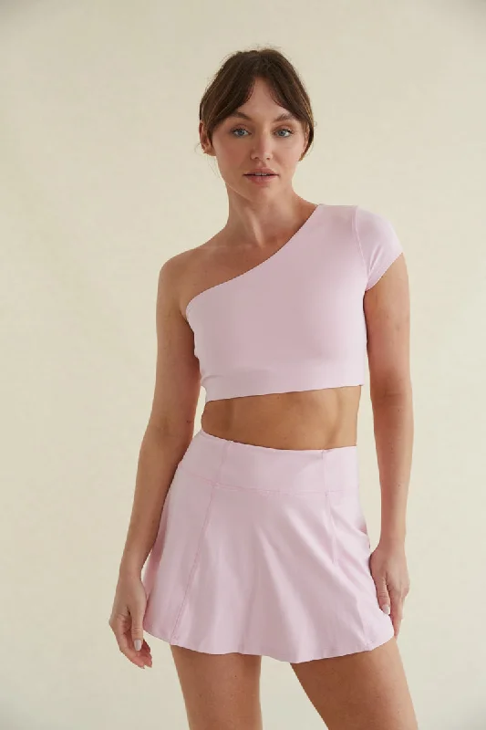 Mia Smoothing One Shoulder Crop Top in Pink