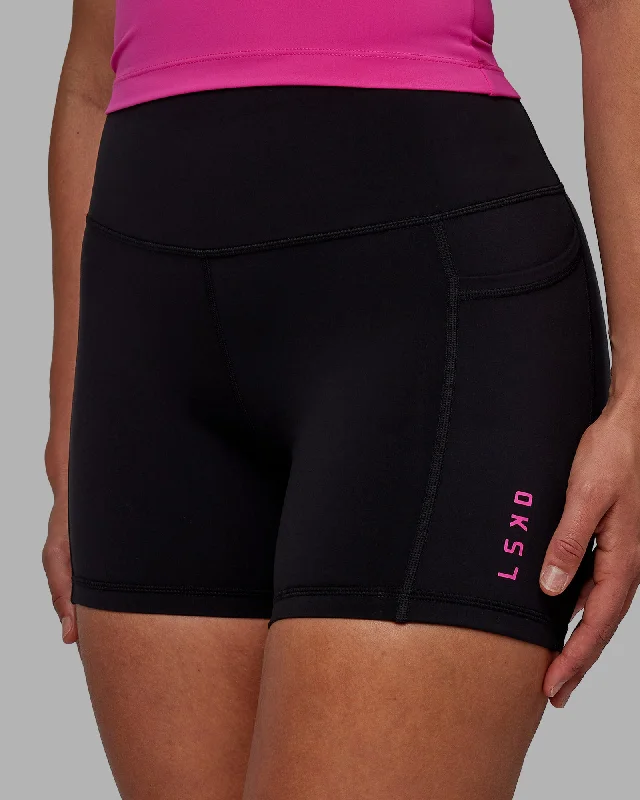 Rep X-Length Shorts - Black-Fuchsia Pink