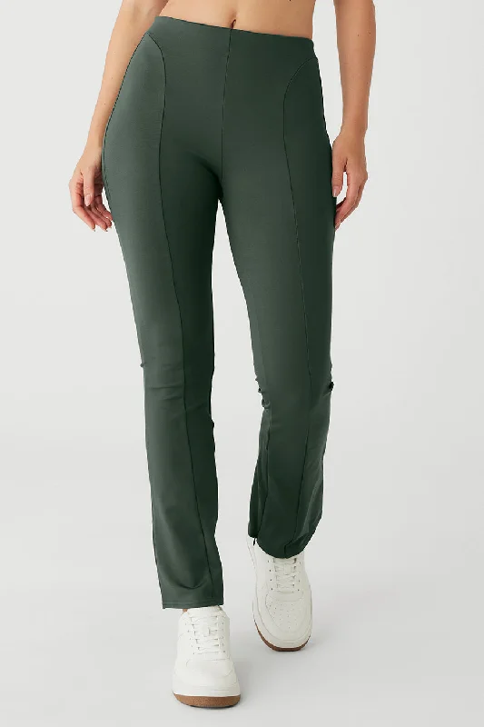 High-Waist 7/8 Zip It Flare Legging - Dark Cactus