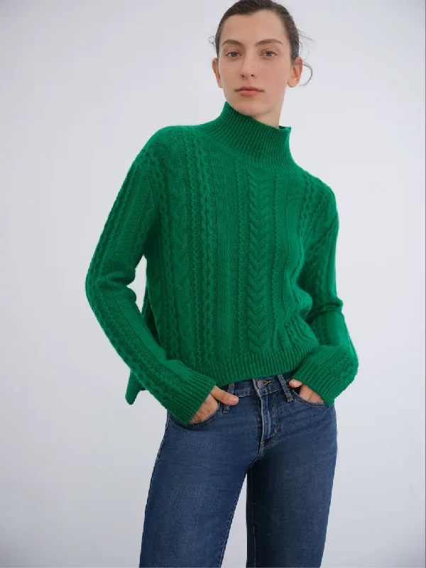 182027g W.Cashmere SHaron Mock Neck Cable Knit