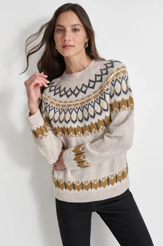 FAIRISLE LUREX RAGLAN SWEATER