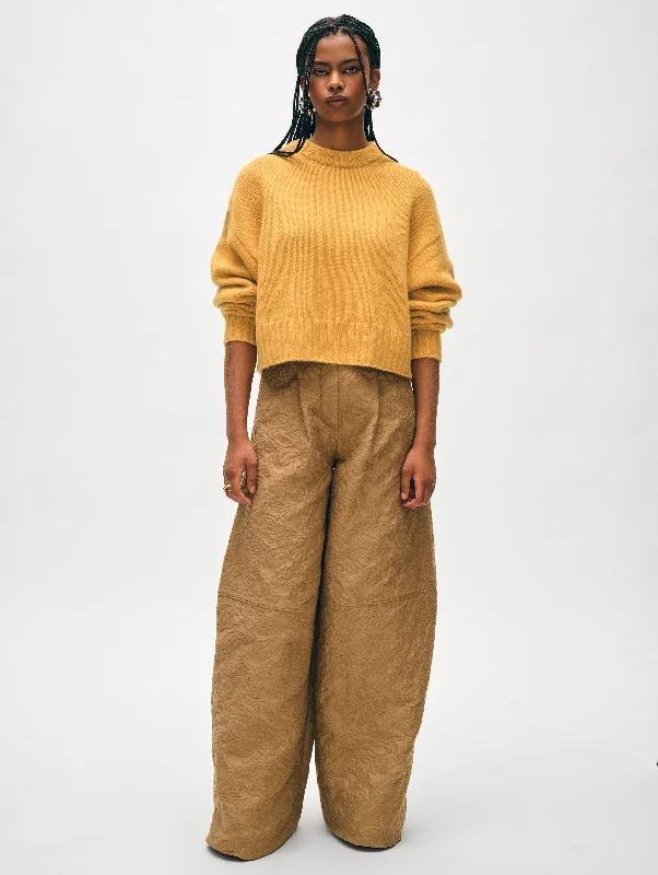 White + Warren - Cashmere Saddle Sleeve Crewneck Sweater in Goldenrod